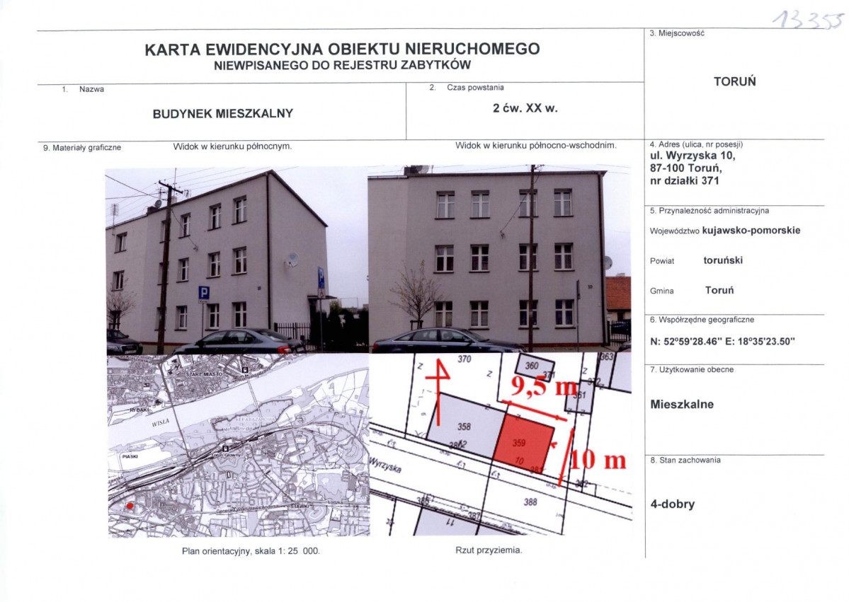 KEZN - Karta obiektu niewpisanego do rejestru, skan nr 1