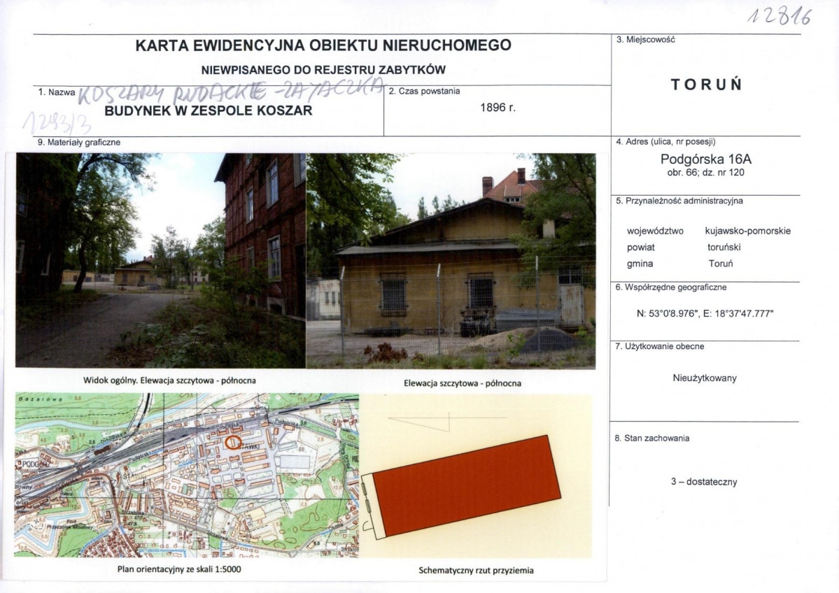 KEZN - Karta obiektu niewpisanego do rejestru, skan nr 1