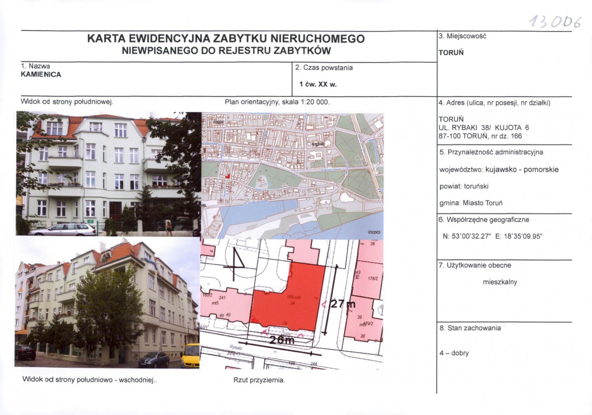 KEZN - Karta obiektu niewpisanego do rejestru, skan nr 1