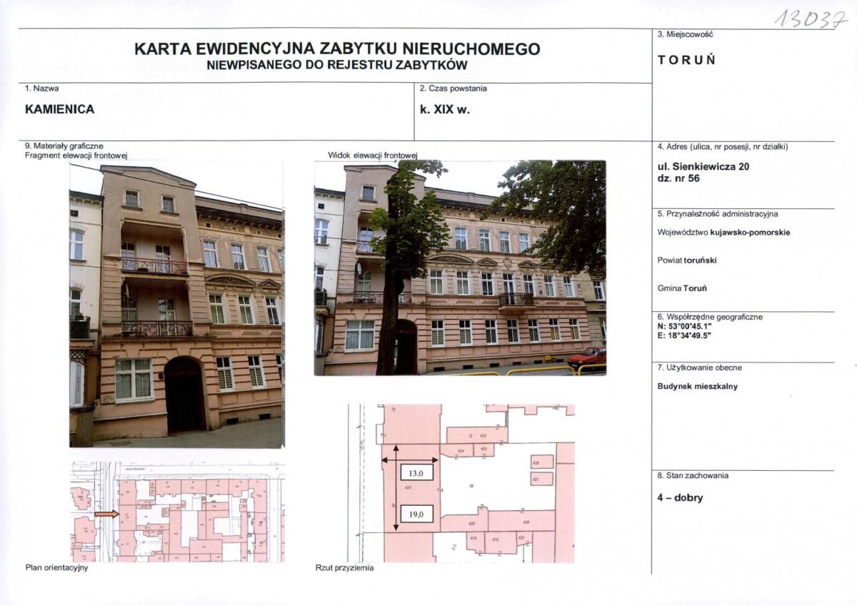 KEZN - Karta obiektu niewpisanego do rejestru, skan nr 1