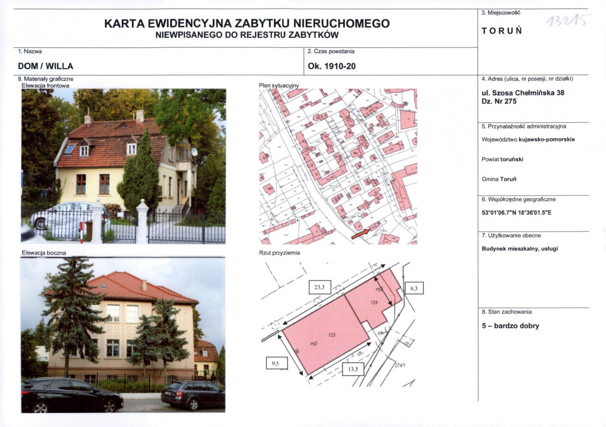 KEZN - Karta obiektu niewpisanego do rejestru, skan nr 1