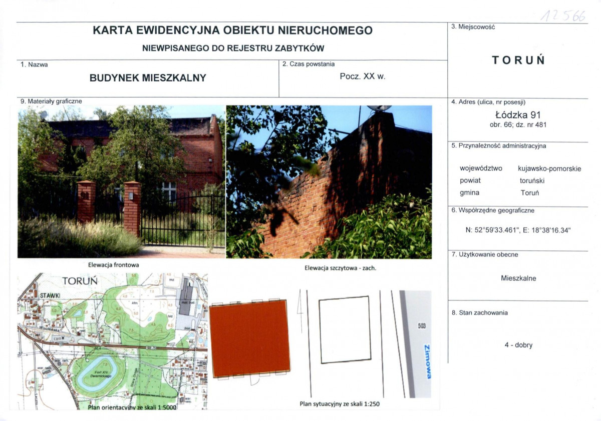 KEZN - Karta obiektu niewpisanego do rejestru, skan nr 1