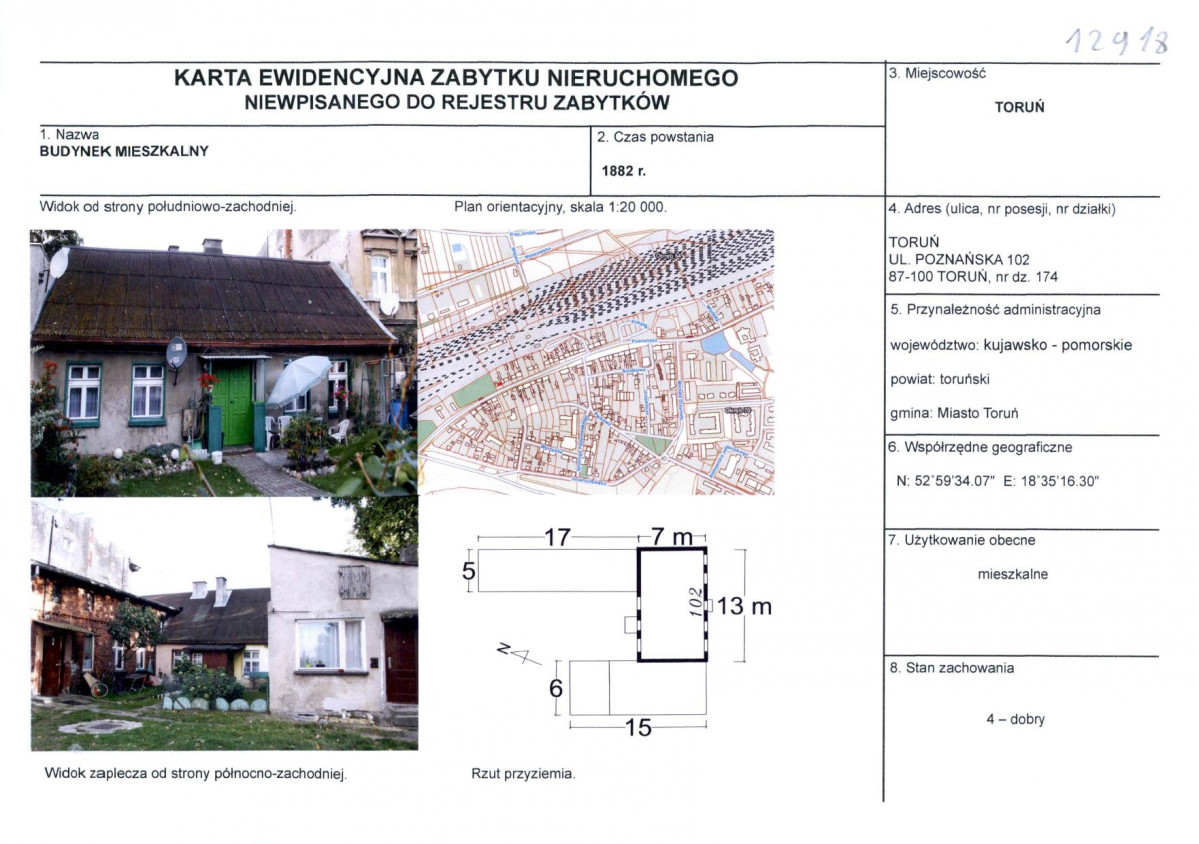 KEZN - Karta obiektu niewpisanego do rejestru, skan nr 1