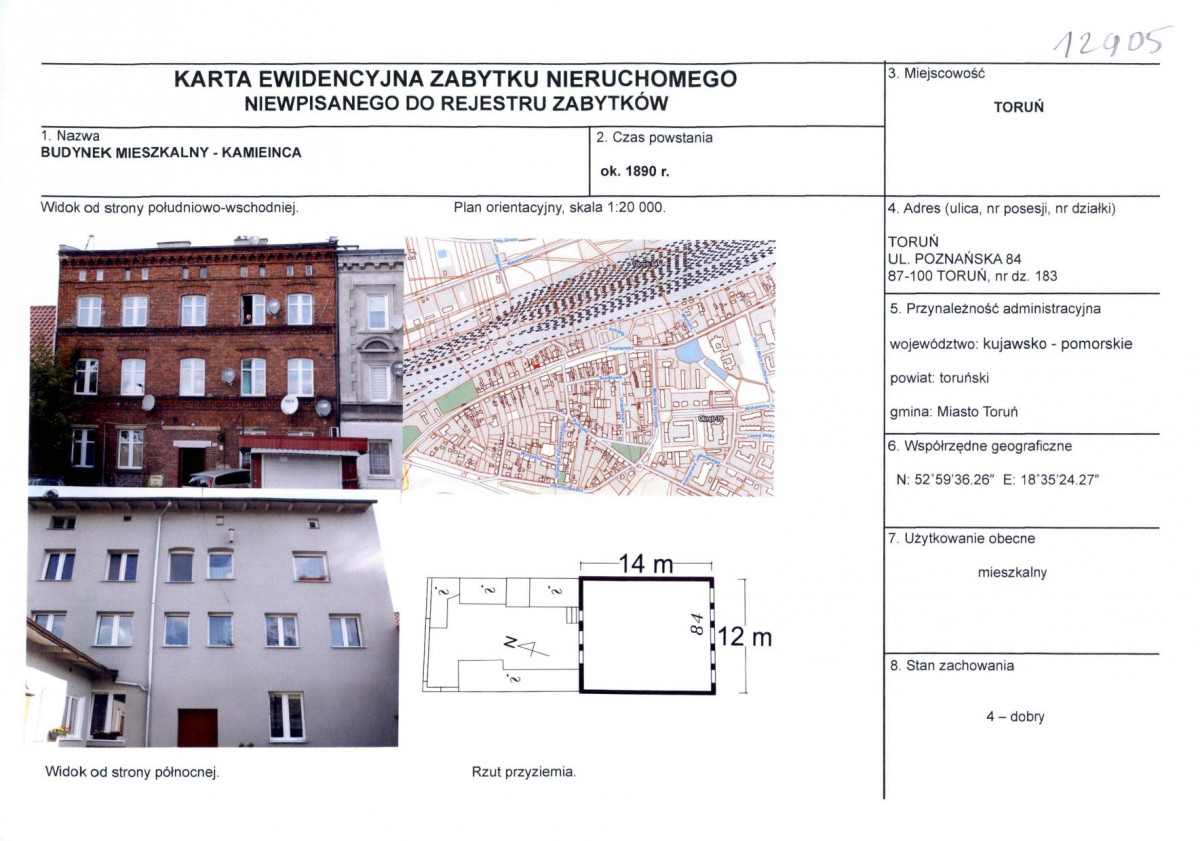 KEZN - Karta obiektu niewpisanego do rejestru, skan nr 1