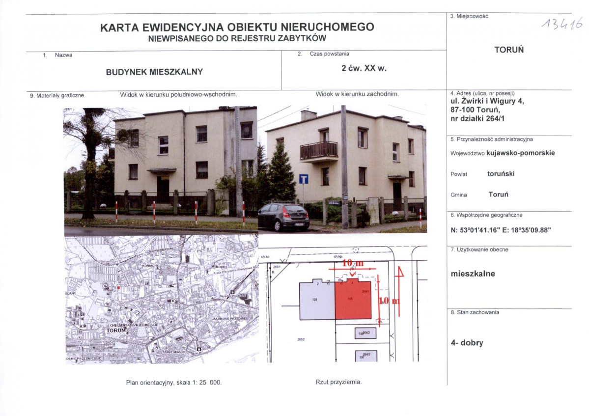 KEZN - Karta obiektu niewpisanego do rejestru, skan nr 1