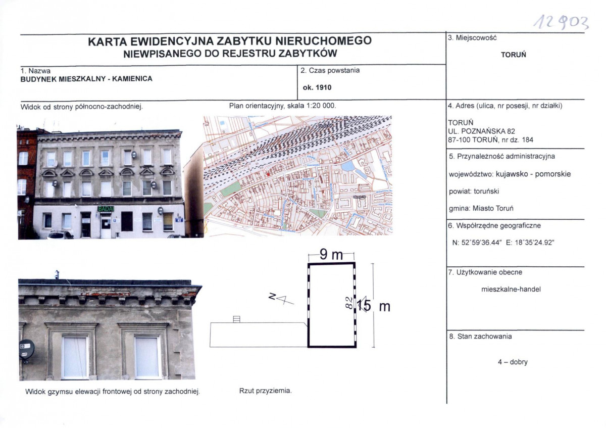 KEZN - Karta obiektu niewpisanego do rejestru, skan nr 1