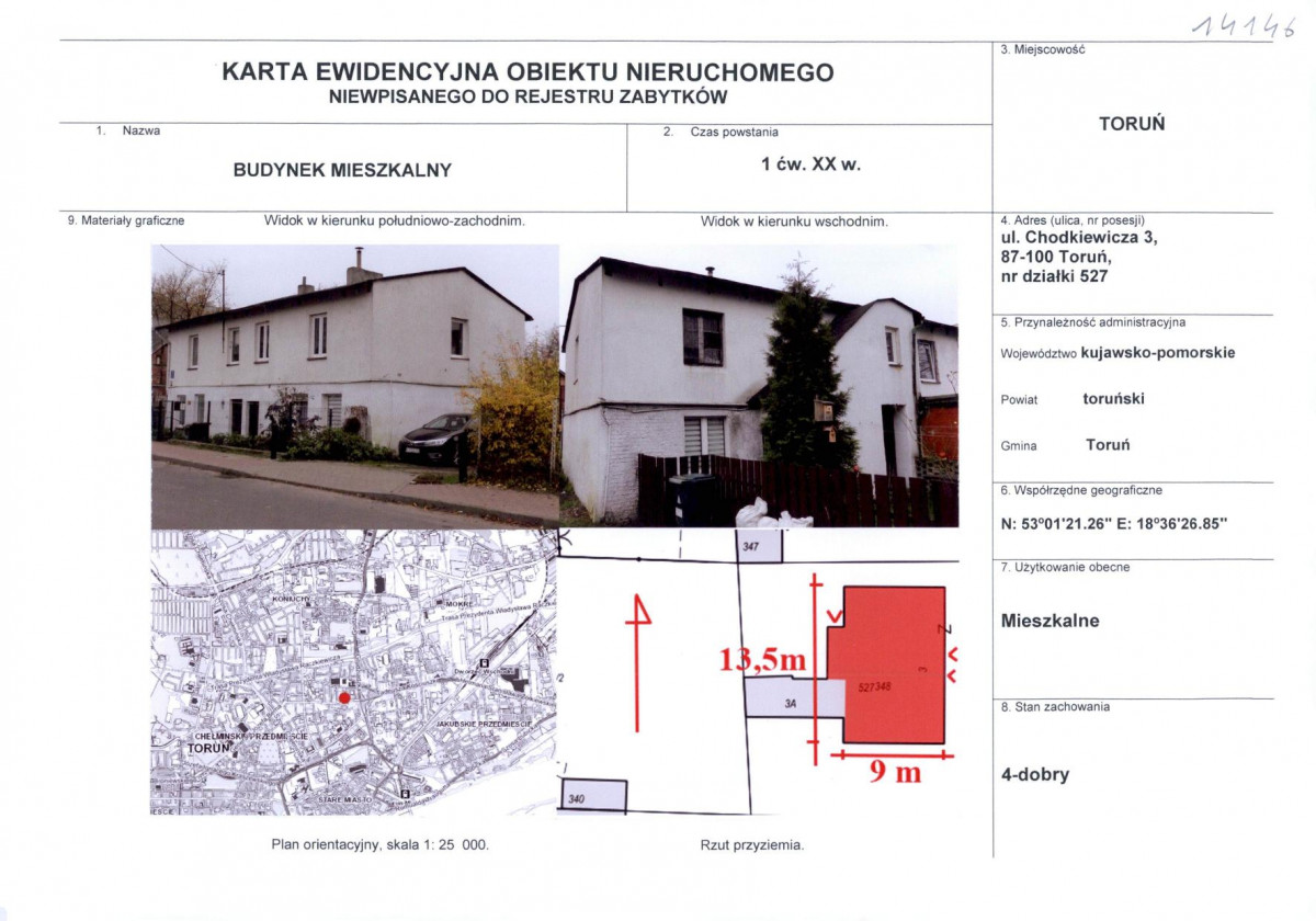 KEZN - Karta obiektu niewpisanego do rejestru, skan nr 1