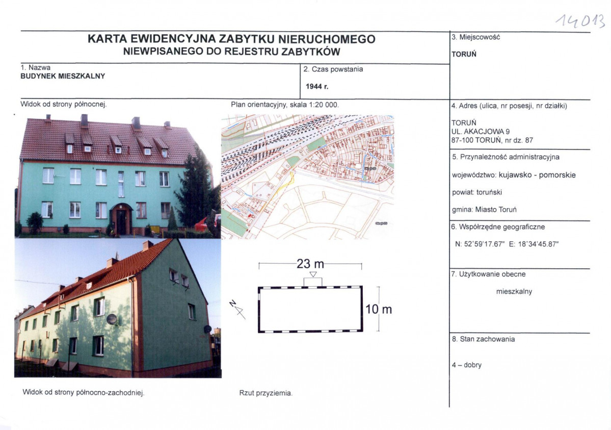 KEZN - Karta obiektu niewpisanego do rejestru, skan nr 1