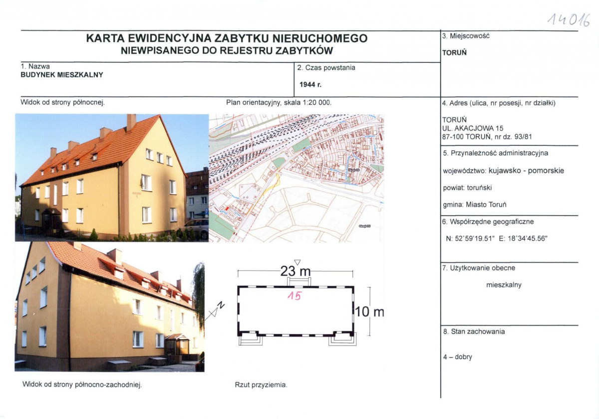 KEZN - Karta obiektu niewpisanego do rejestru, skan nr 1