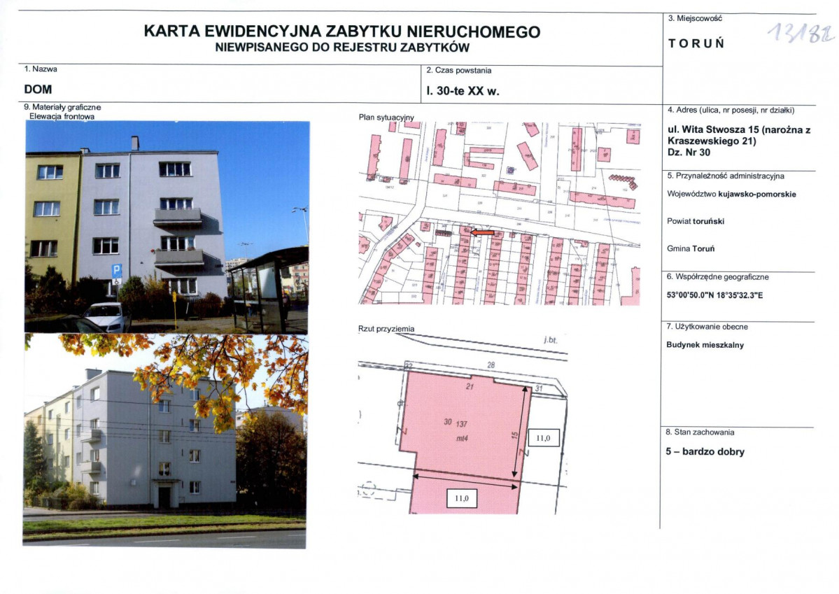 KEZN - Karta obiektu niewpisanego do rejestru, skan nr 1