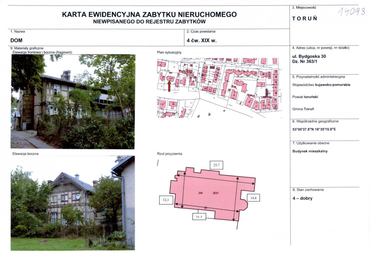 KEZN - Karta obiektu niewpisanego do rejestru, skan nr 1