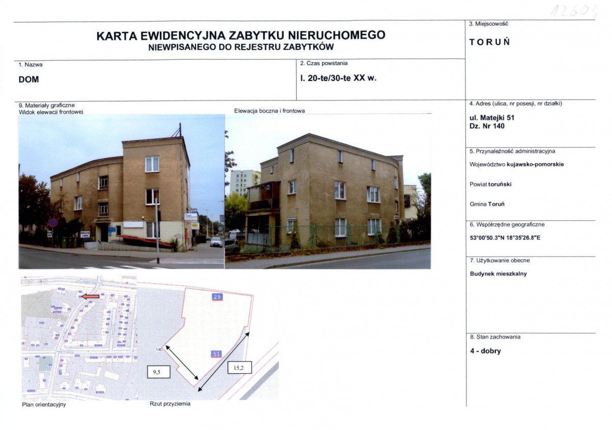 KEZN - Karta obiektu niewpisanego do rejestru, skan nr 1