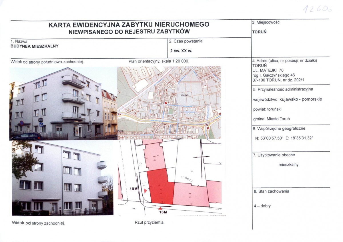 KEZN - Karta obiektu niewpisanego do rejestru, skan nr 1