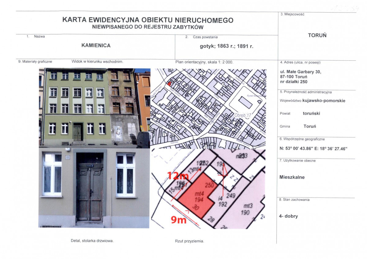 KEZN - Karta obiektu niewpisanego do rejestru, skan nr 1