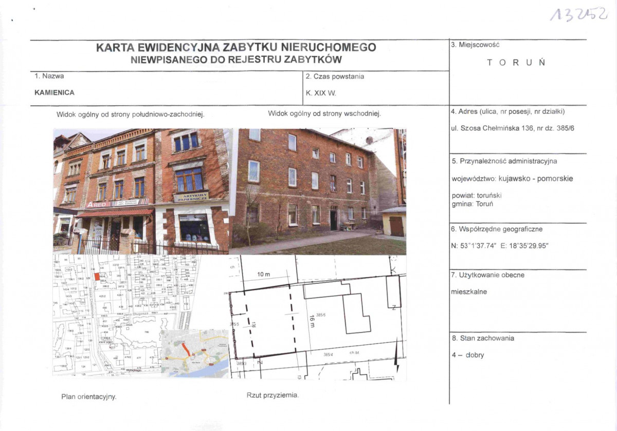 KEZN - Karta obiektu niewpisanego do rejestru, skan nr 1