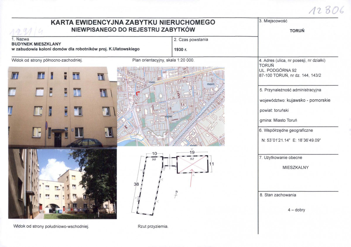 KEZN - Karta obiektu niewpisanego do rejestru, skan nr 1