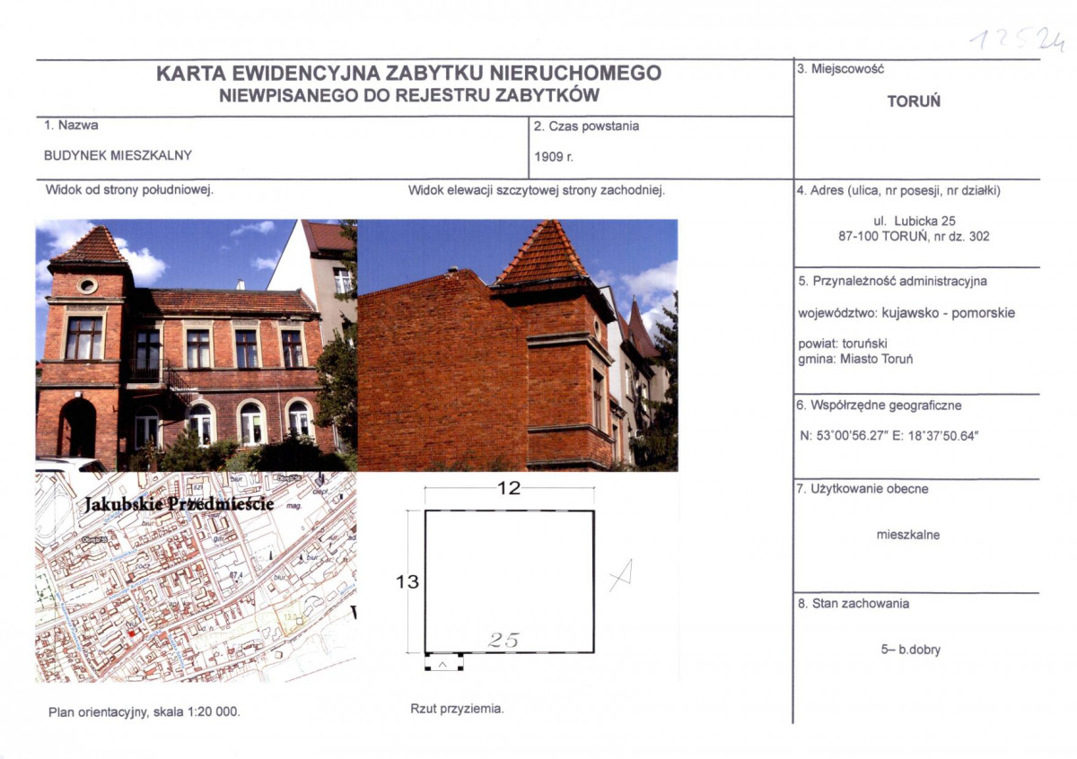KEZN - Karta obiektu niewpisanego do rejestru, skan nr 1