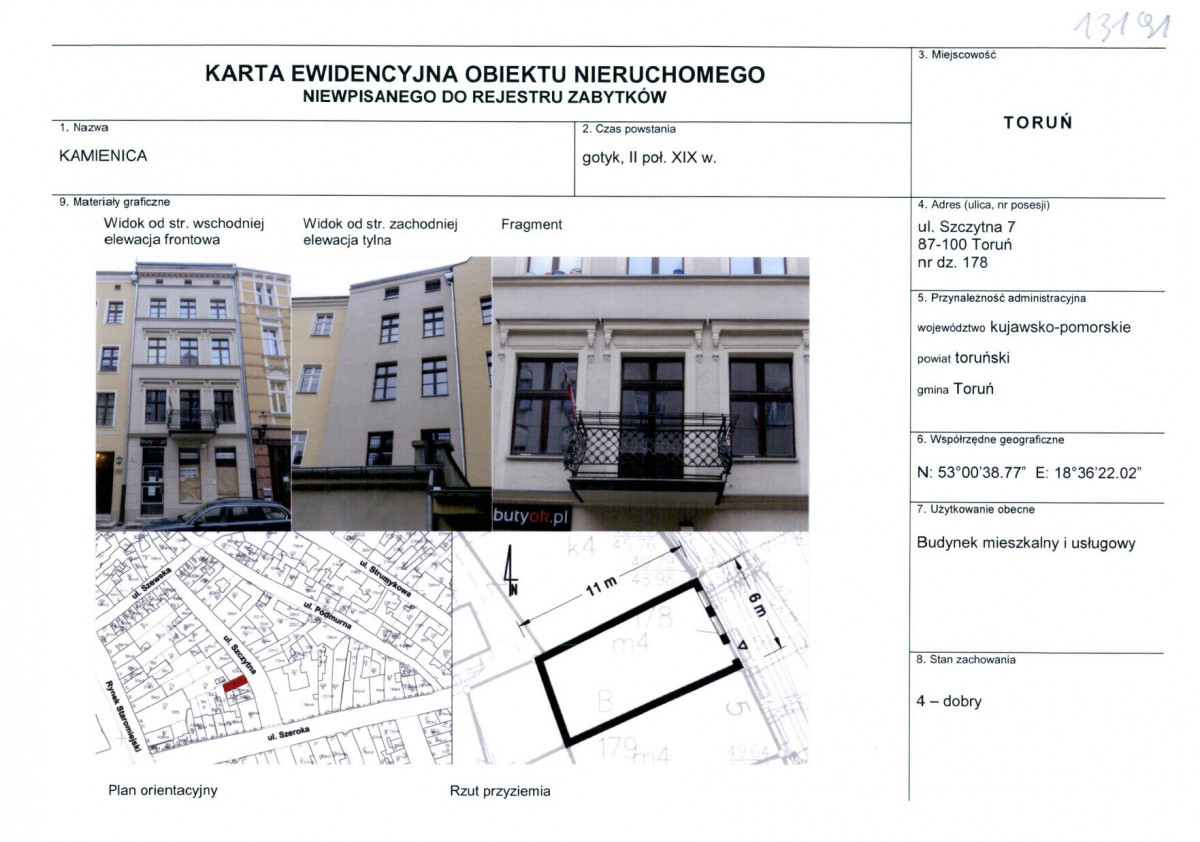 KEZN - Karta obiektu niewpisanego do rejestru, skan nr 1