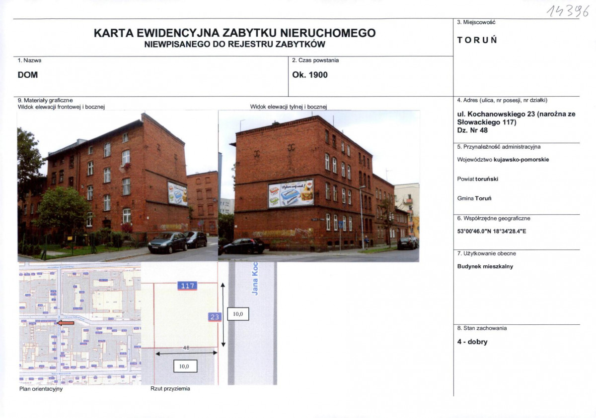 KEZN - Karta obiektu niewpisanego do rejestru, skan nr 1
