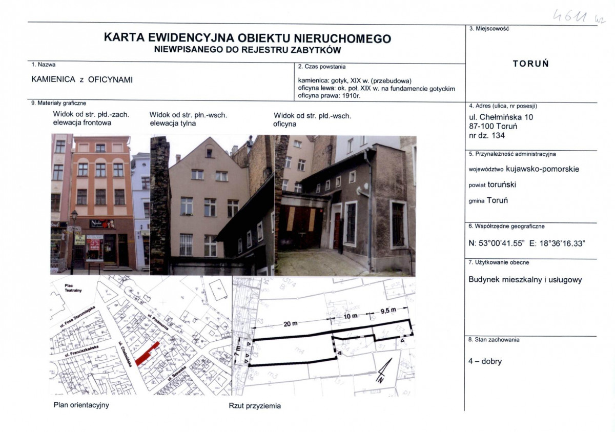 KEZN - Karta obiektu niewpisanego do rejestru, skan nr 1