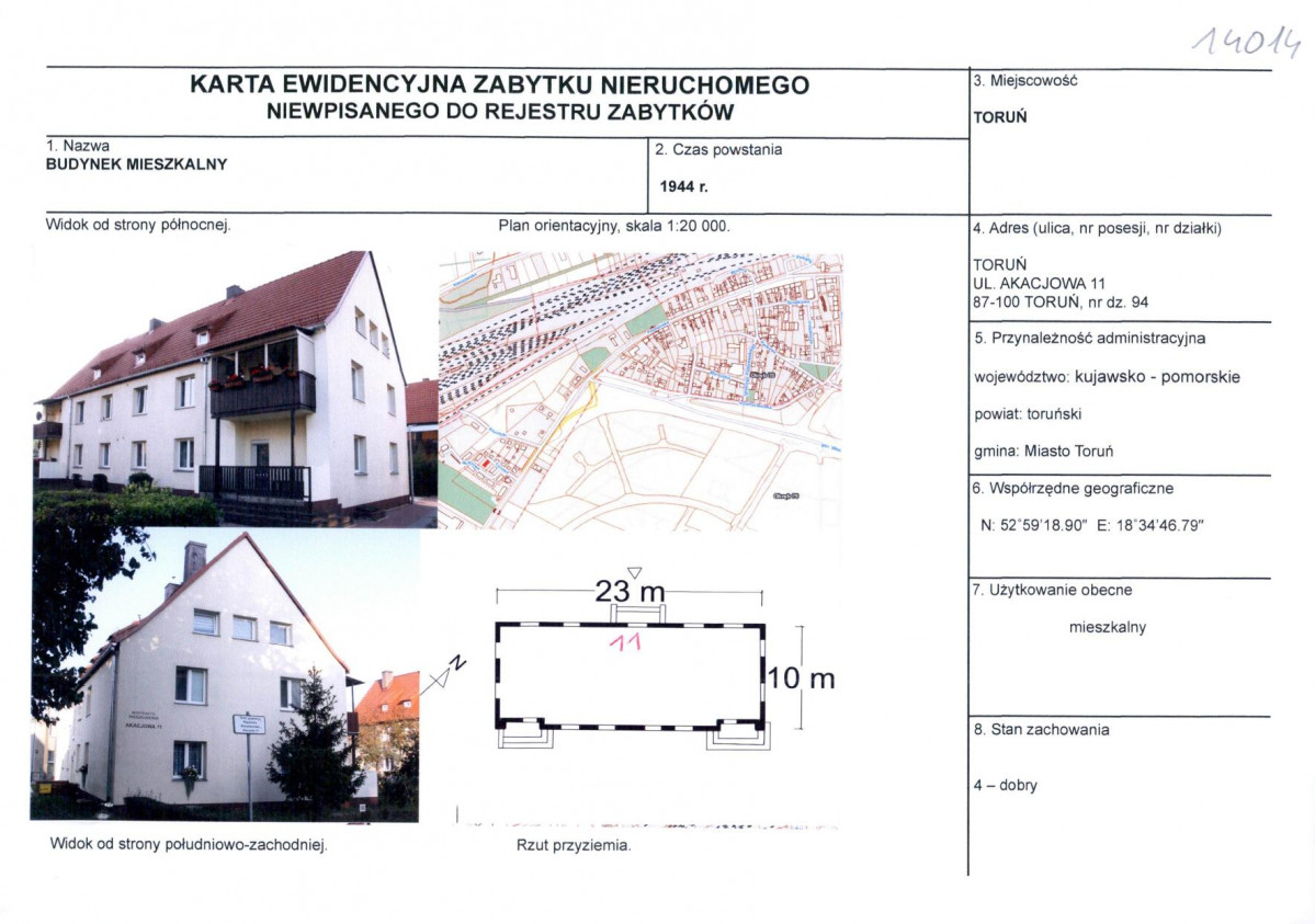KEZN - Karta obiektu niewpisanego do rejestru, skan nr 1