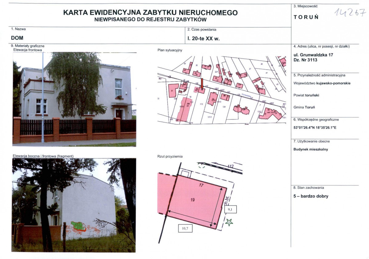 KEZN - Karta obiektu niewpisanego do rejestru, skan nr 1