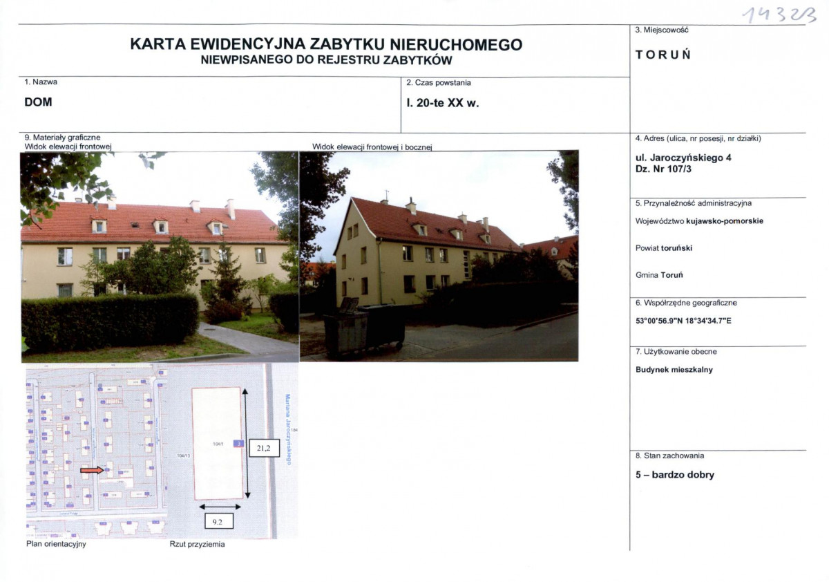 KEZN - Karta obiektu niewpisanego do rejestru, skan nr 1