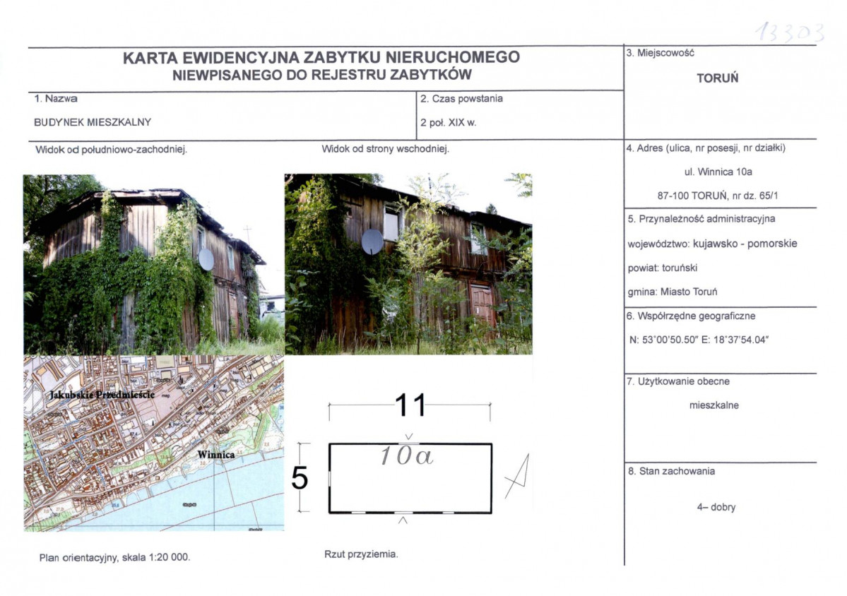 KEZN - Karta obiektu niewpisanego do rejestru, skan nr 1