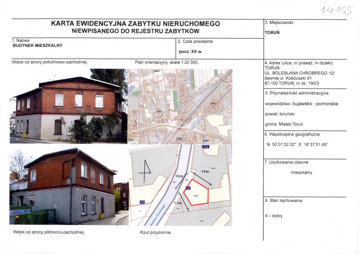 KEZN - Karta obiektu niewpisanego do rejestru, skan nr 1