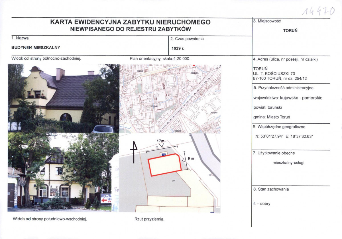 KEZN - Karta obiektu niewpisanego do rejestru, skan nr 1