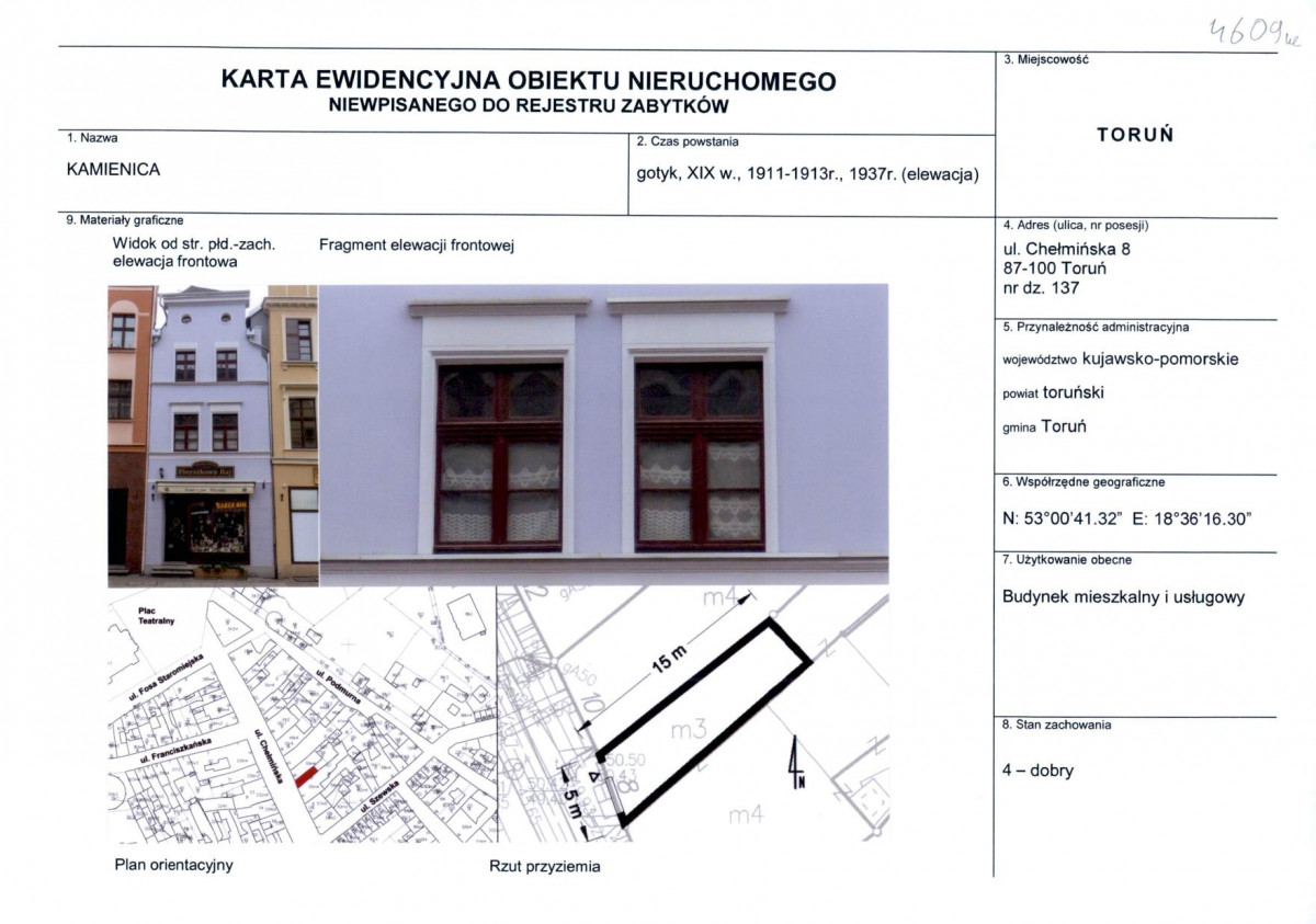 KEZN - Karta obiektu niewpisanego do rejestru, skan nr 1