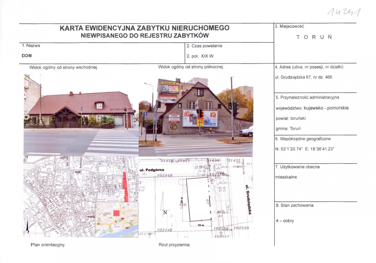 KEZN - Karta obiektu niewpisanego do rejestru, skan nr 1