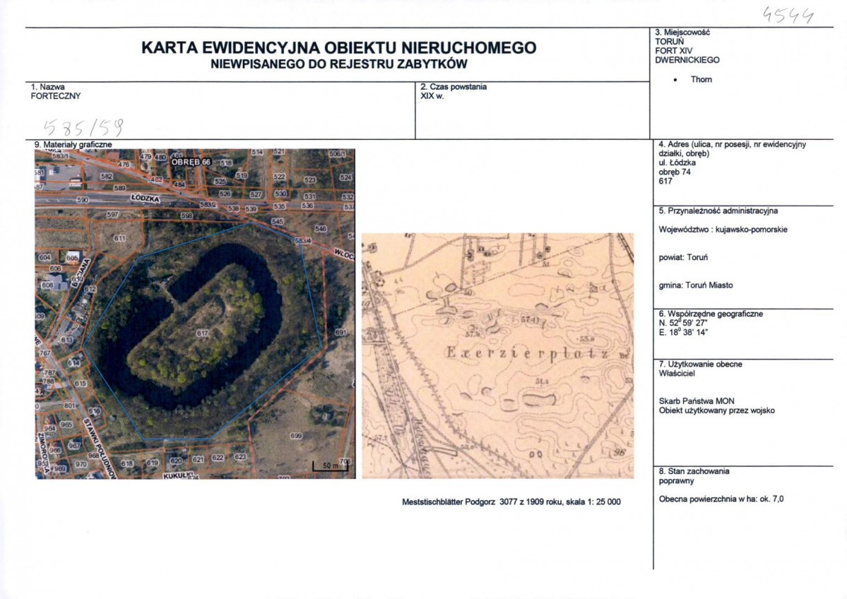 KEZN - Karta obiektu niewpisanego do rejestru, skan nr 1