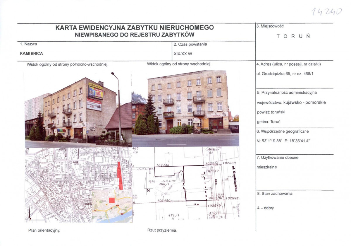 KEZN - Karta obiektu niewpisanego do rejestru, skan nr 1