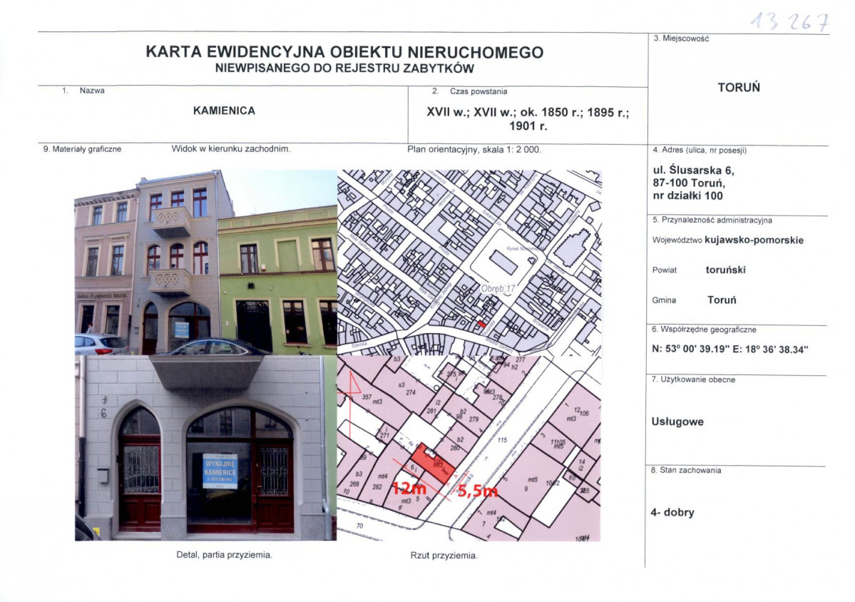KEZN - Karta obiektu niewpisanego do rejestru, skan nr 1