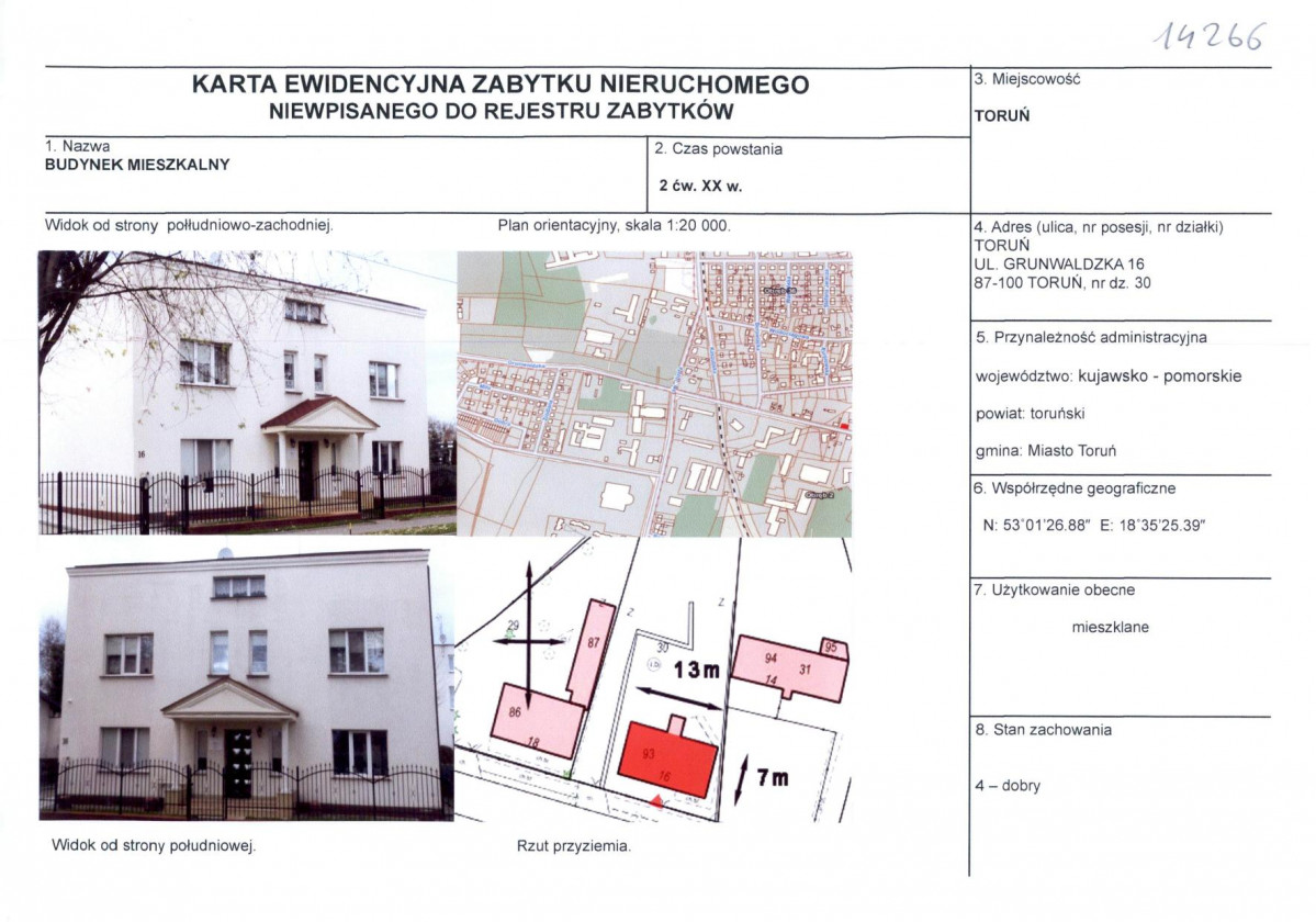 KEZN - Karta obiektu niewpisanego do rejestru, skan nr 1