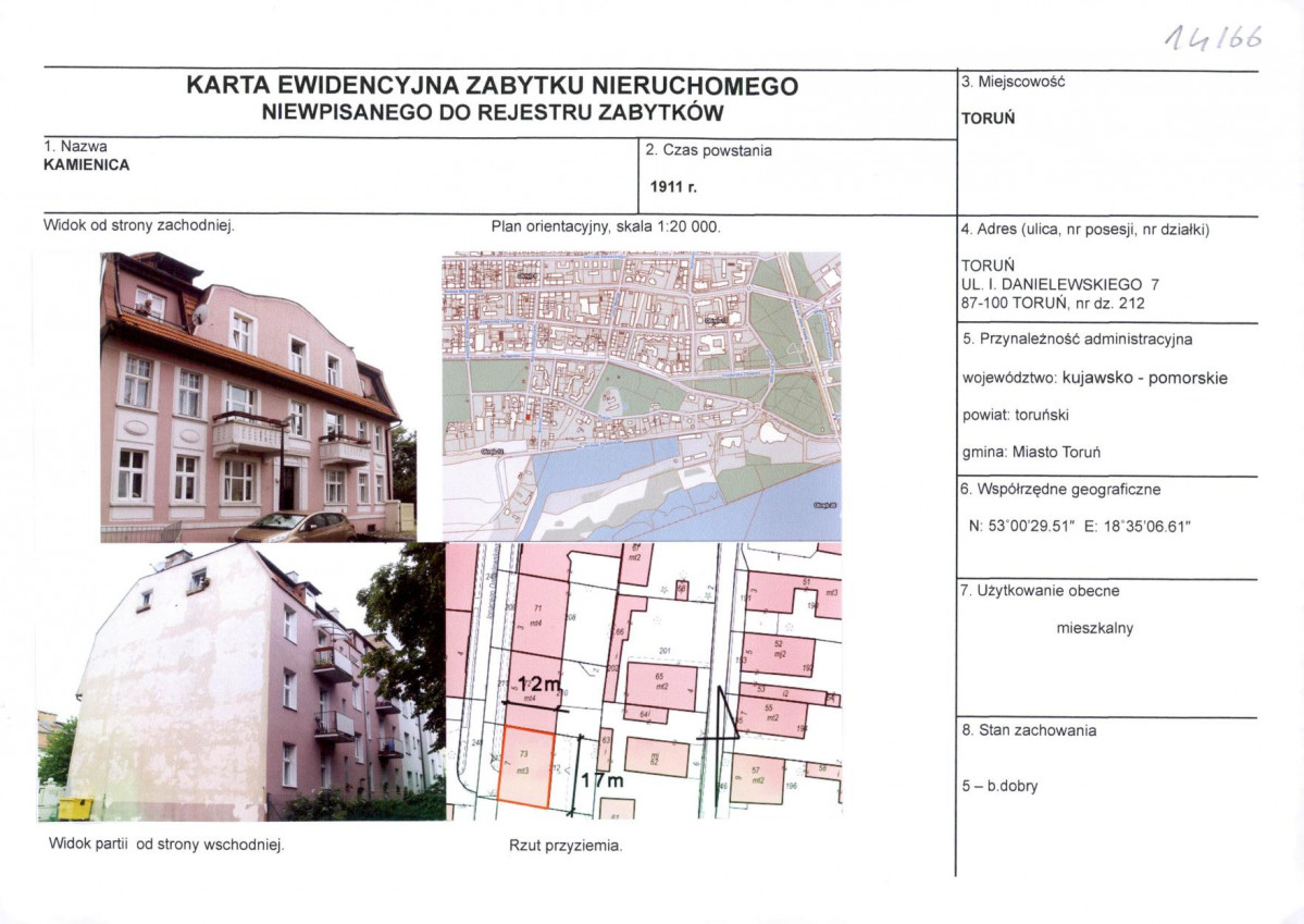 KEZN - Karta obiektu niewpisanego do rejestru, skan nr 1