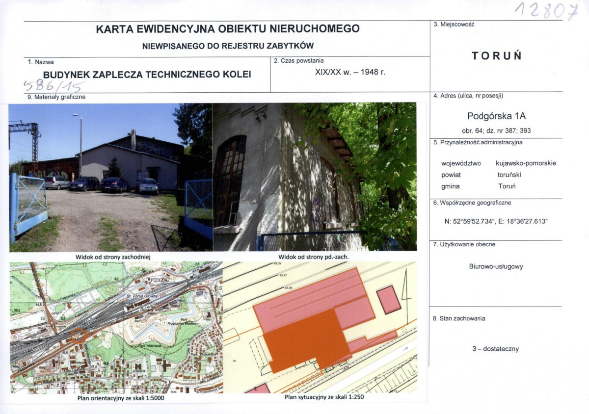 KEZN - Karta obiektu niewpisanego do rejestru, skan nr 1
