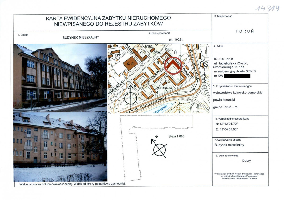KEZN - Karta obiektu niewpisanego do rejestru, skan nr 1
