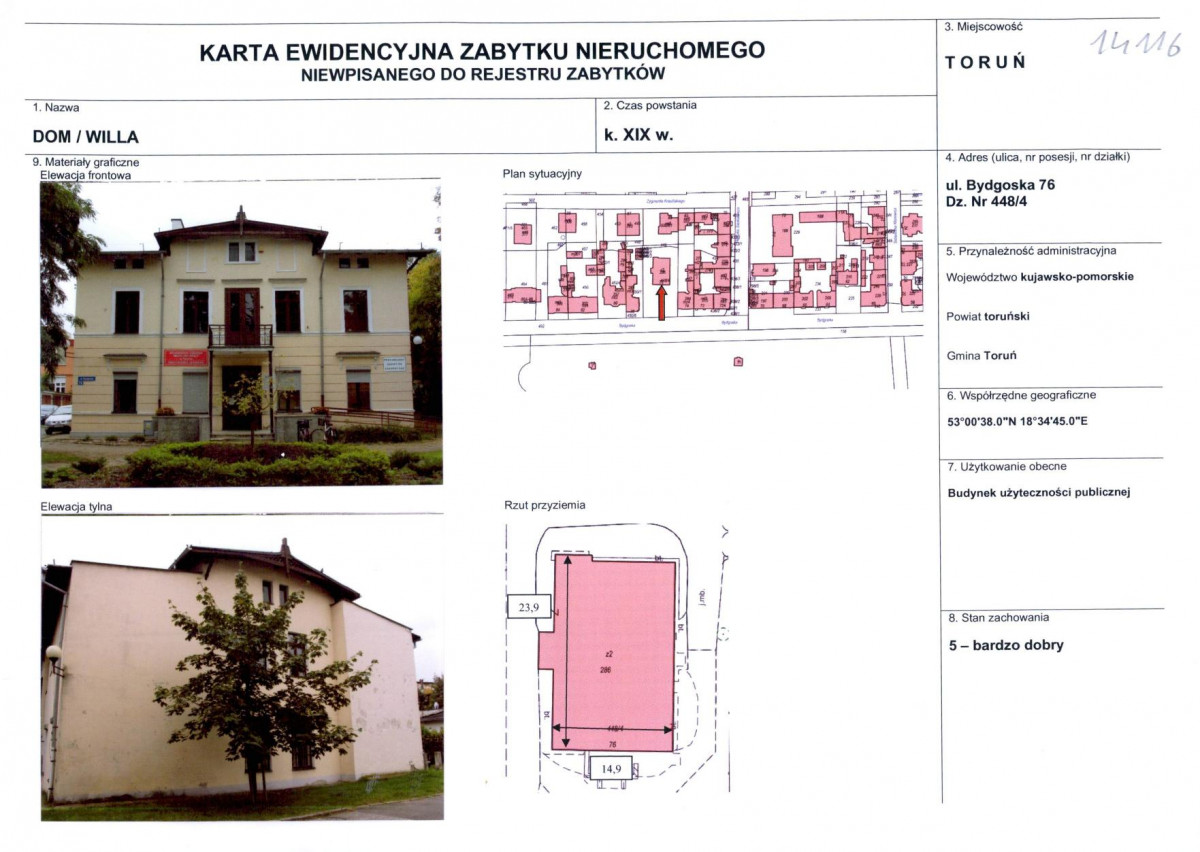 KEZN - Karta obiektu niewpisanego do rejestru, skan nr 1