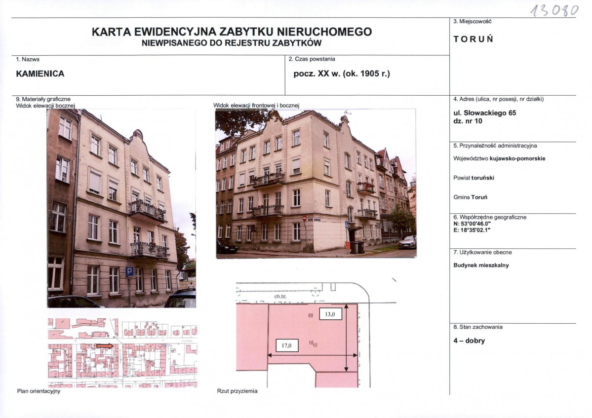 KEZN - Karta obiektu niewpisanego do rejestru, skan nr 1