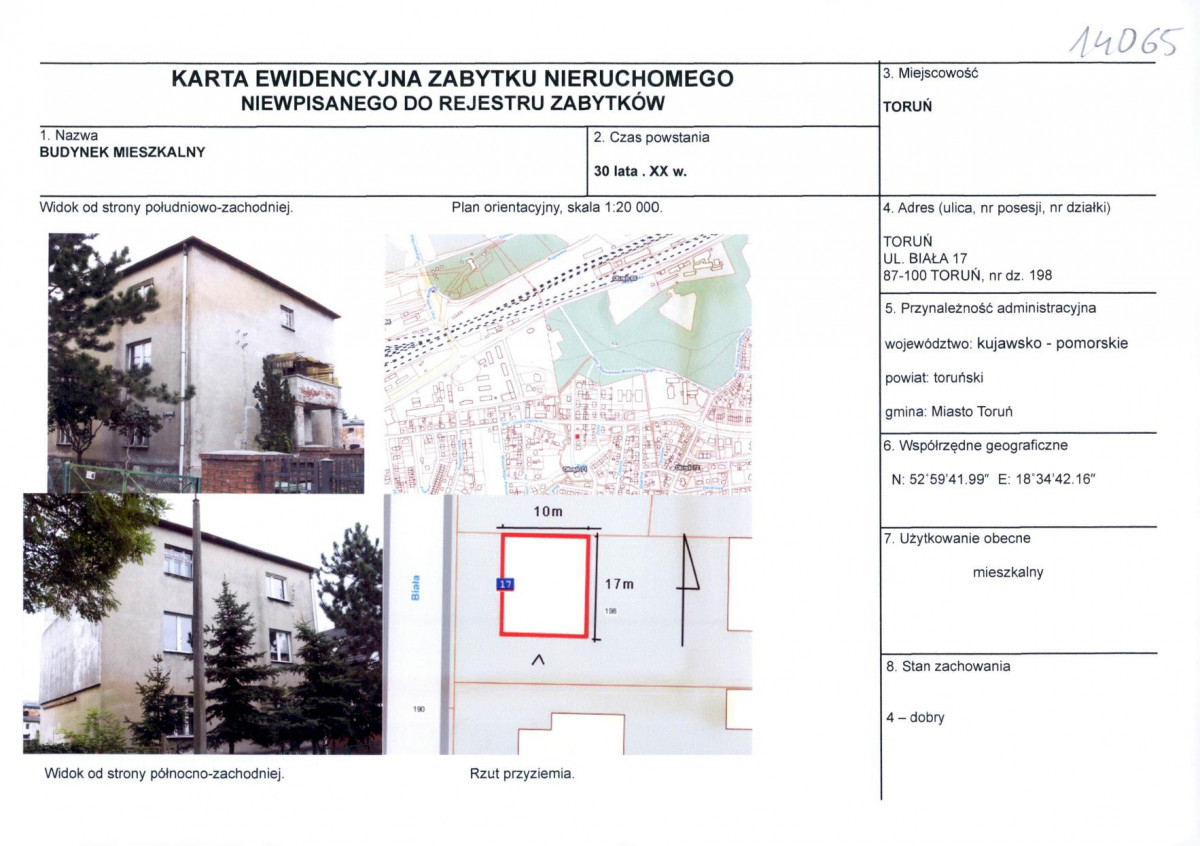 KEZN - Karta obiektu niewpisanego do rejestru, skan nr 1
