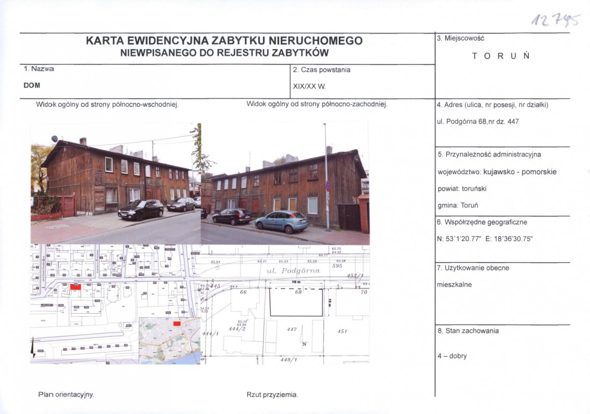 KEZN - Karta obiektu niewpisanego do rejestru, skan nr 1