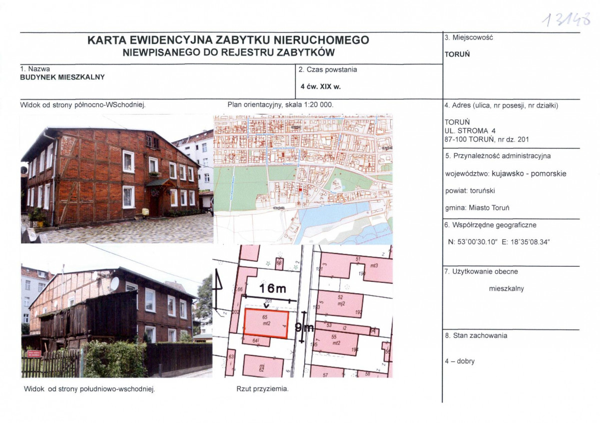 KEZN - Karta obiektu niewpisanego do rejestru, skan nr 1