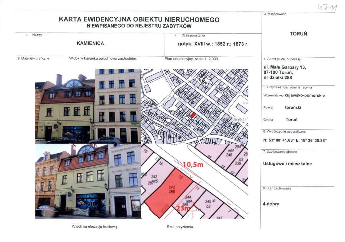 KEZN - Karta obiektu niewpisanego do rejestru, skan nr 1