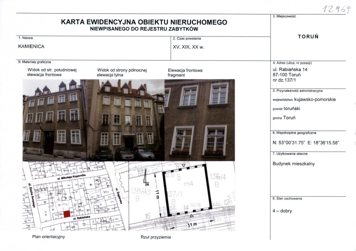 KEZN - Karta obiektu niewpisanego do rejestru, skan nr 1