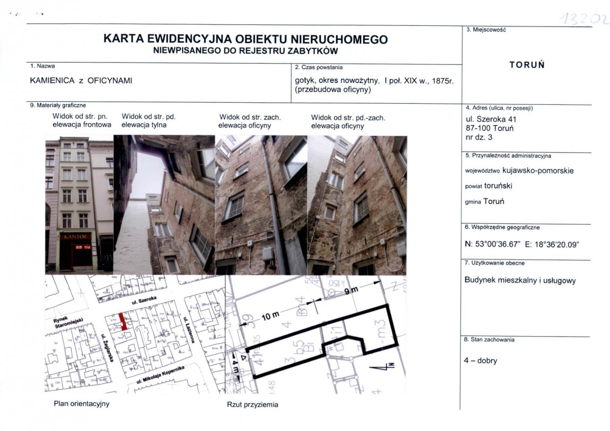 KEZN - Karta obiektu niewpisanego do rejestru, skan nr 1