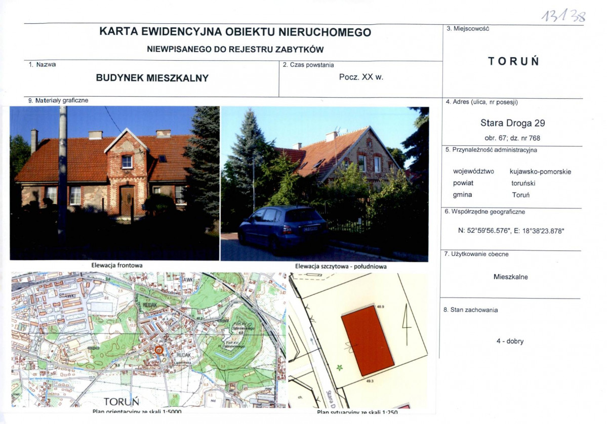 KEZN - Karta obiektu niewpisanego do rejestru, skan nr 1