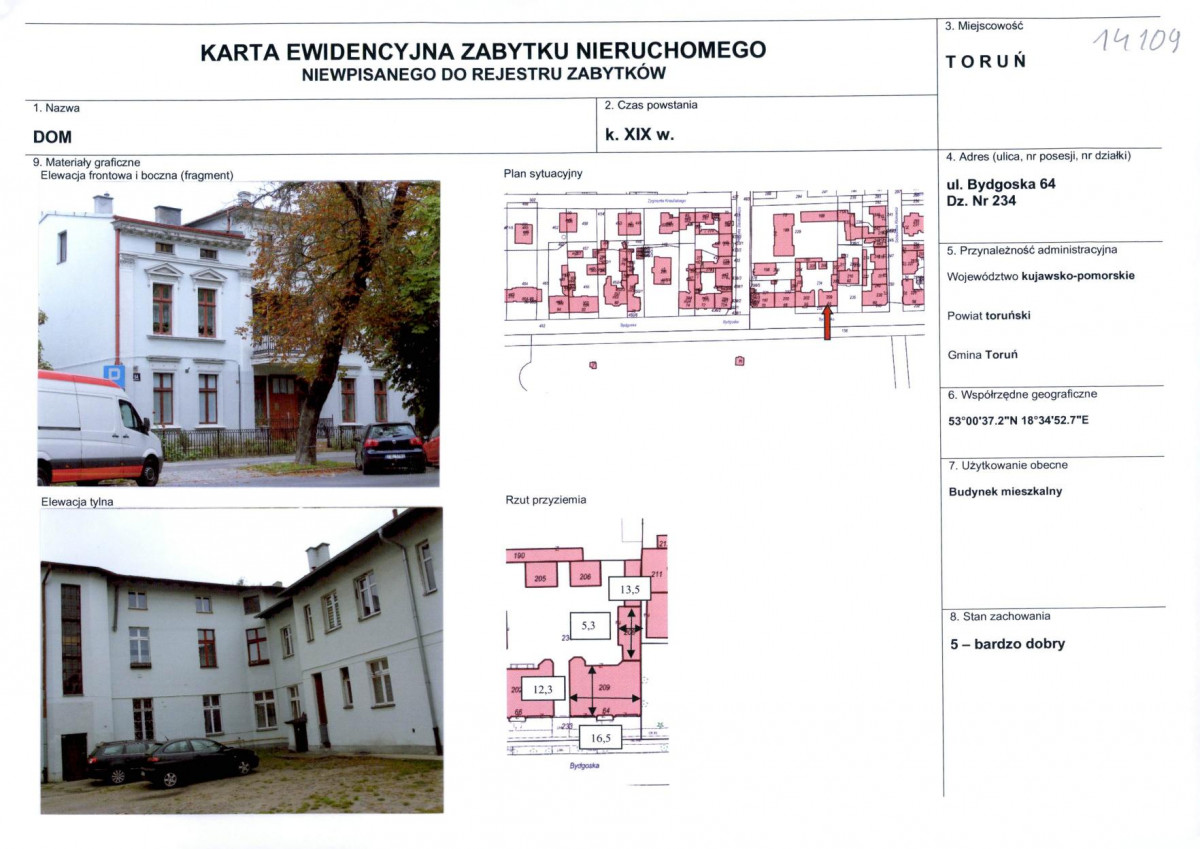 KEZN - Karta obiektu niewpisanego do rejestru, skan nr 1