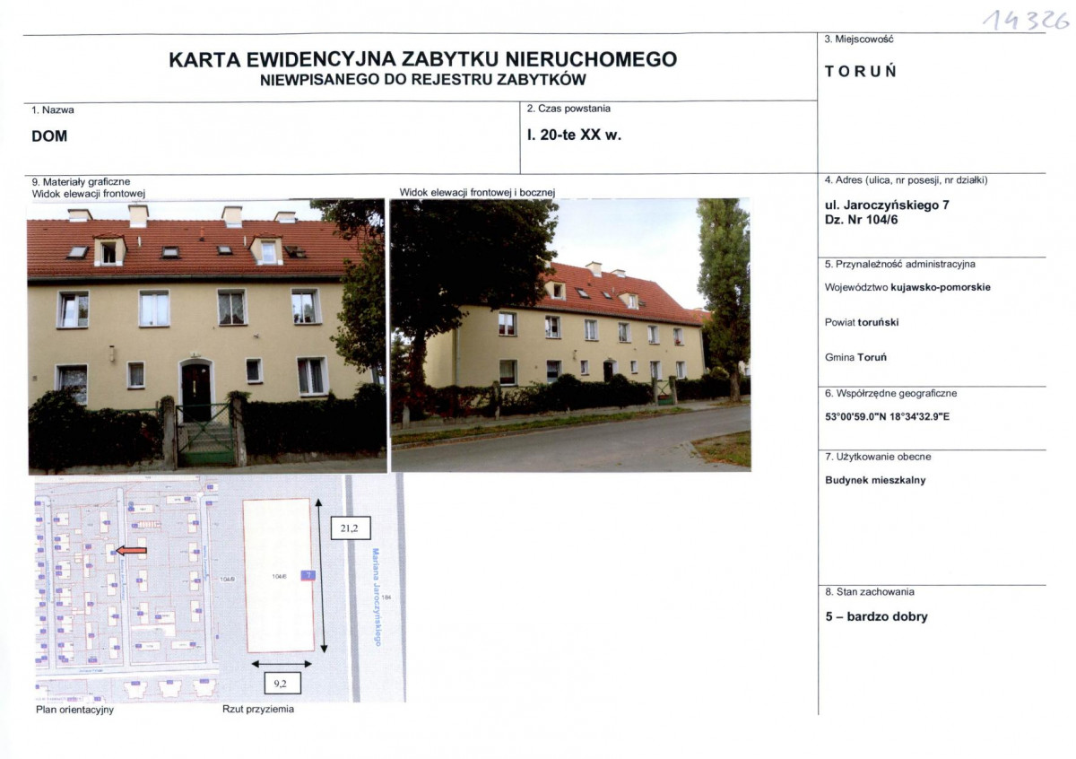 KEZN - Karta obiektu niewpisanego do rejestru, skan nr 1